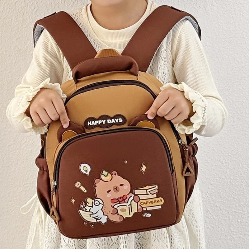 Simpatico zaino Capybara Borsa a tracolla per asilo dei cartoni animati Borsa da scuola per bambini Zaino casual Zaino da viaggio per regali per bambini