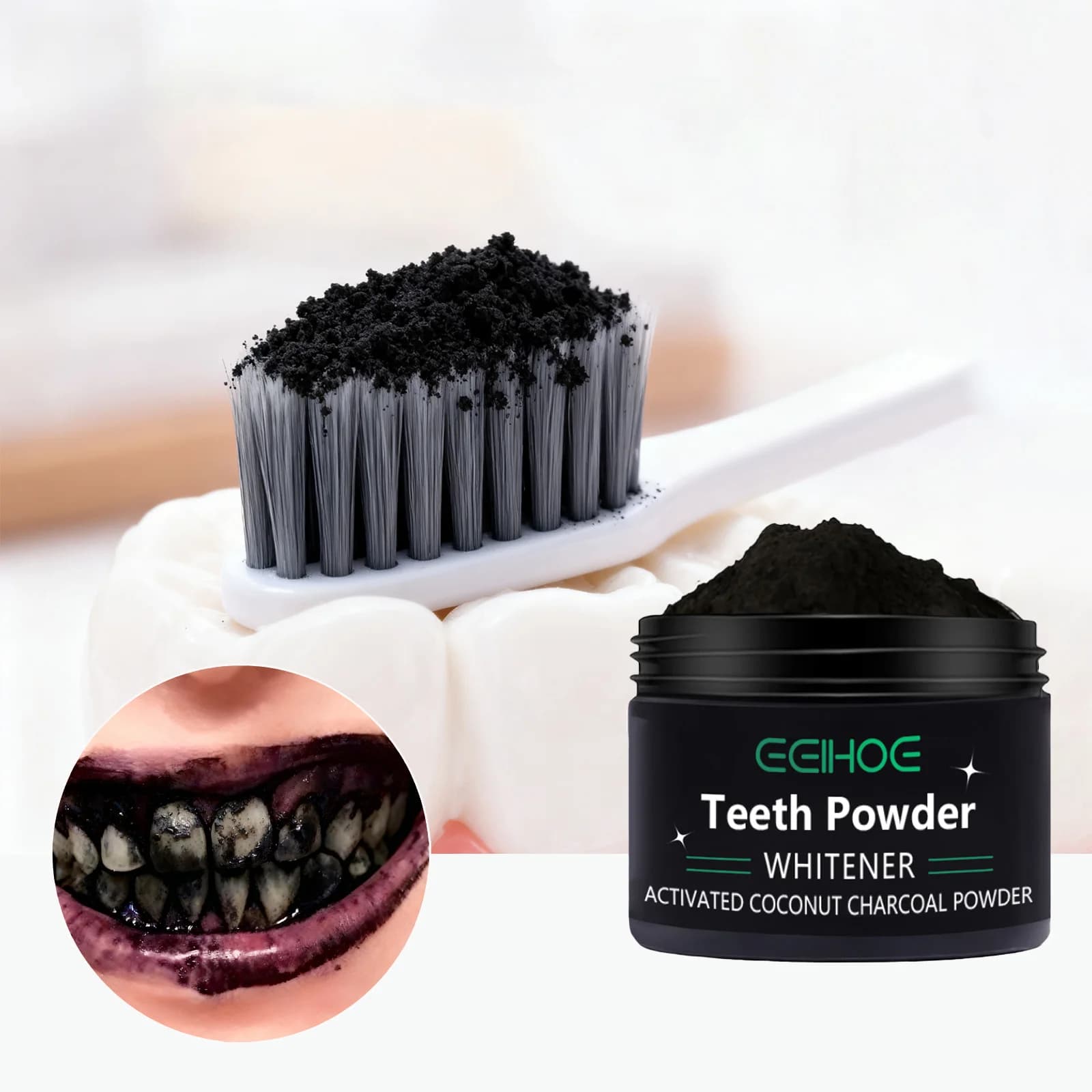 Polvere Sbiancante per Denti Naturale, Pulizia Profonda e Rimozione Macchie, Alito Fresco e Trattamento Denti Gialli, Sicura per lo Smalto, Cura Orale Quotidiana