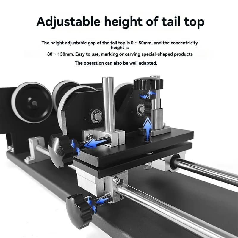 CNC Laser Engraver Rotary Axis with Brushless Motor, 10-150mm Chuck, SBP Rail Roller for for Engraving and Cutting on Cylinders