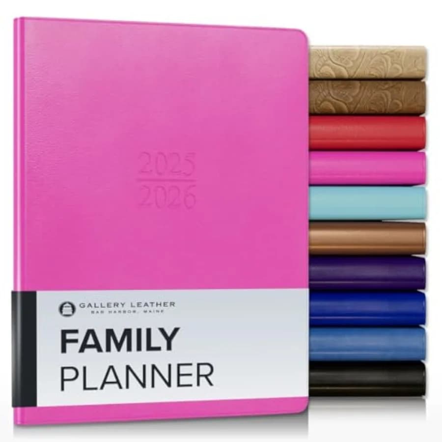 Agenda Familiare 2025-2026 per Mamme, Elegante Planner e Taccuino con Bordi Bianchi, 18 Mesi - 9 x