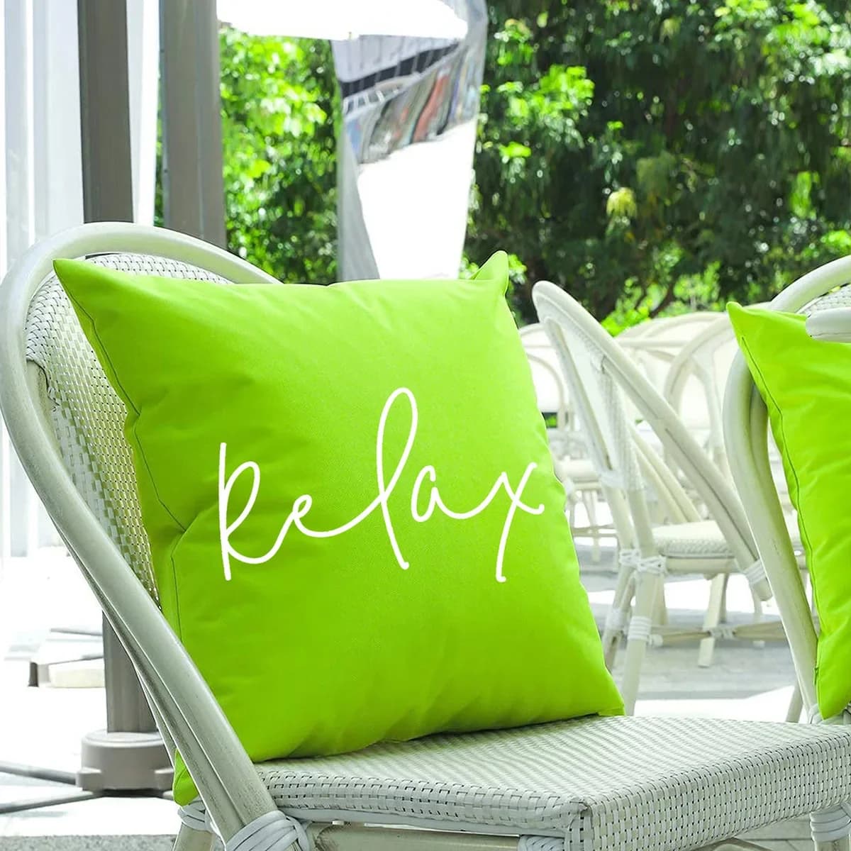 Fodera per cuscino impermeabile in PVC estivo da 1 pezzo per esterno in tinta unita con stampa di lettere federa per piscina cortile decorazioni da giardino