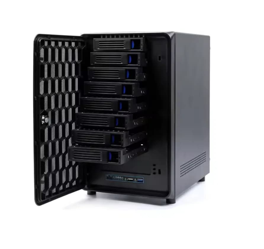 Portable 8-Bay Mini ITX Server Chassis with Full NAS Storage Hot Swap Embedded Computer for Cloud & Industrial Storage