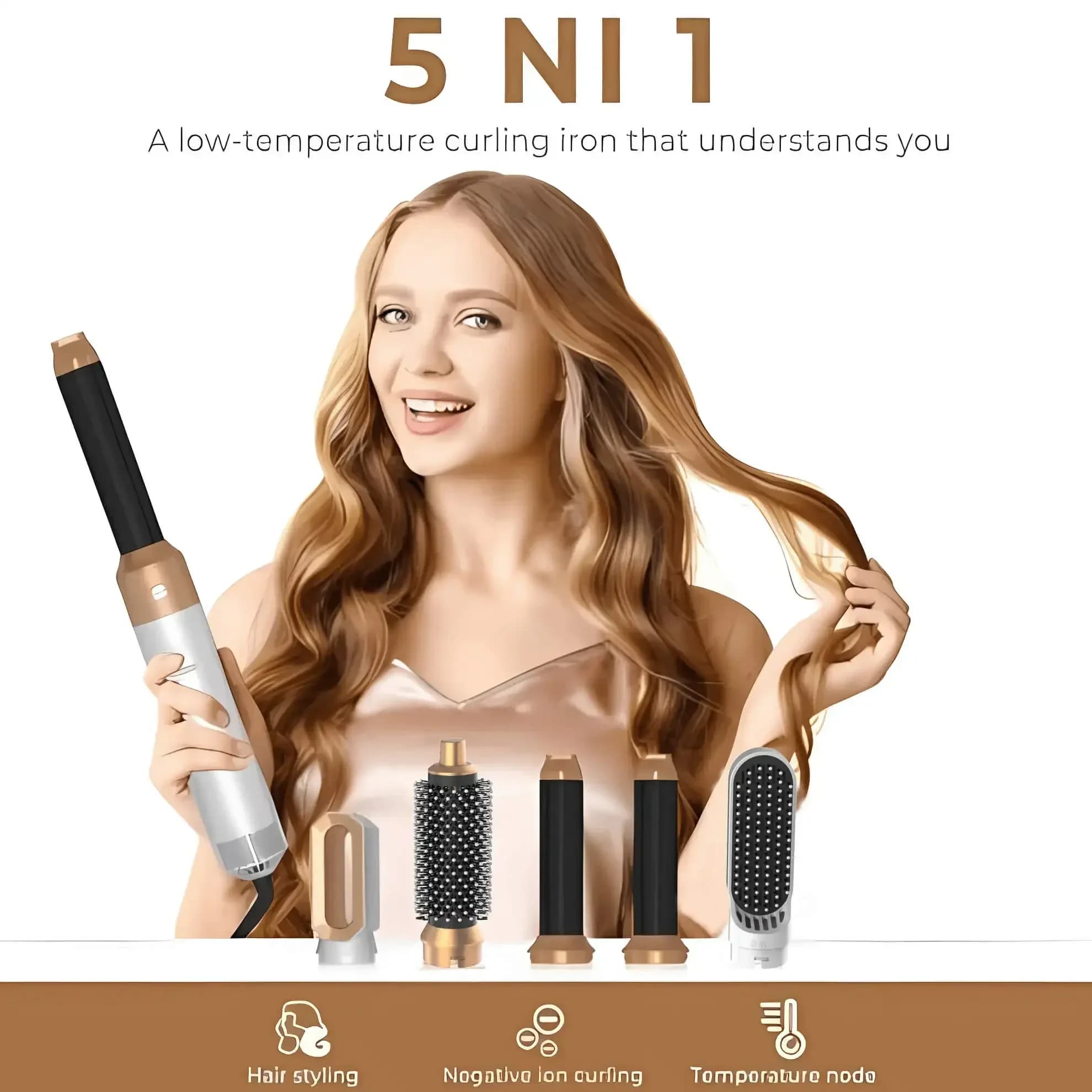 Pettine Multifunzione 5-in-1 per Arricciare e Lisciare, Accessori per Capelli, Strumenti e Attrezzature per lo Styling, Asciugacapelli per Regalo Dyso