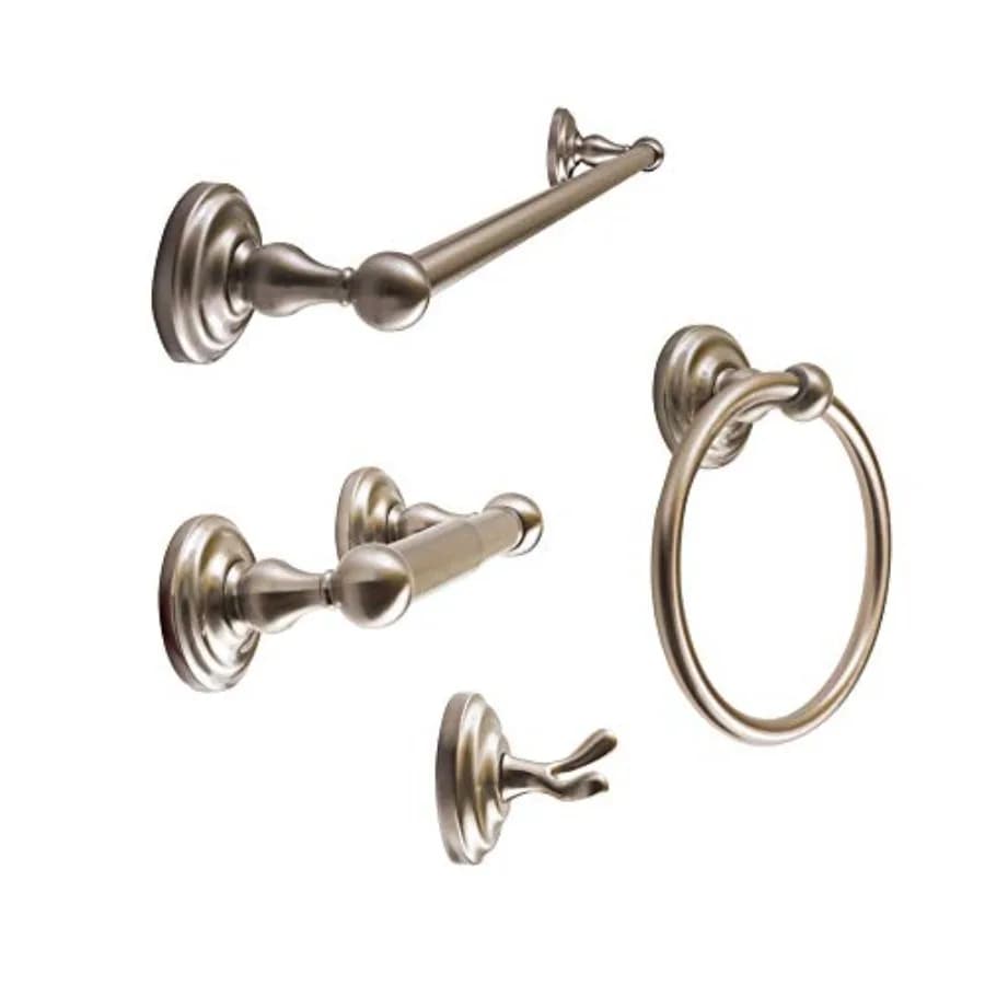 Set di Accessori Moderni per Bagno SENTO ROBIKI in Nichel, Include Gancio per Accappatoio, Porta Carta Igienica, Anello Porta Asciugamani, Porta Asciugamani da 24 Pollici