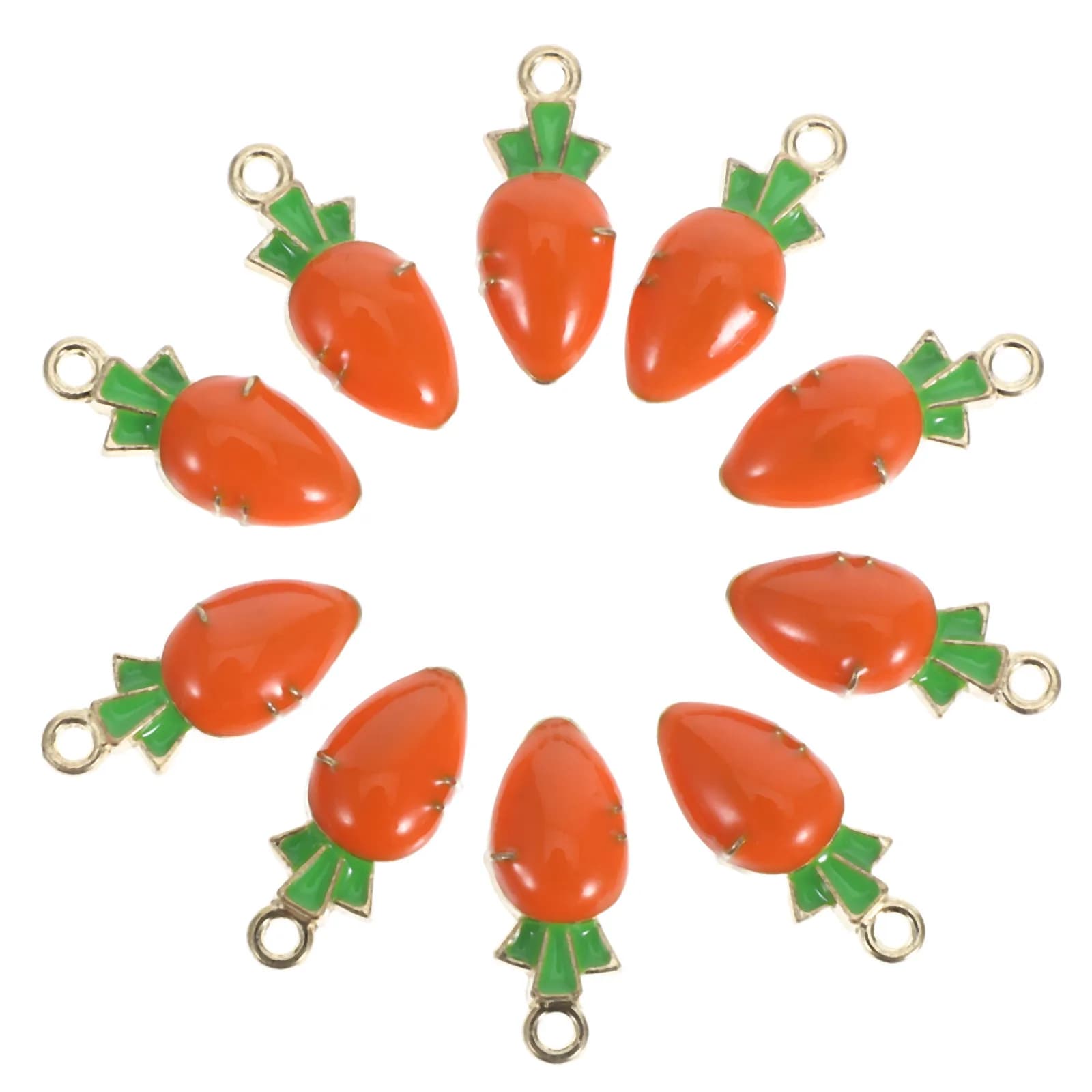 10 Pieces Pendants Keyrings in the shape of Carota DIY, in Alloy, for Jewelry, Bracelets, Necklaces, Decorative Accessories Handmade