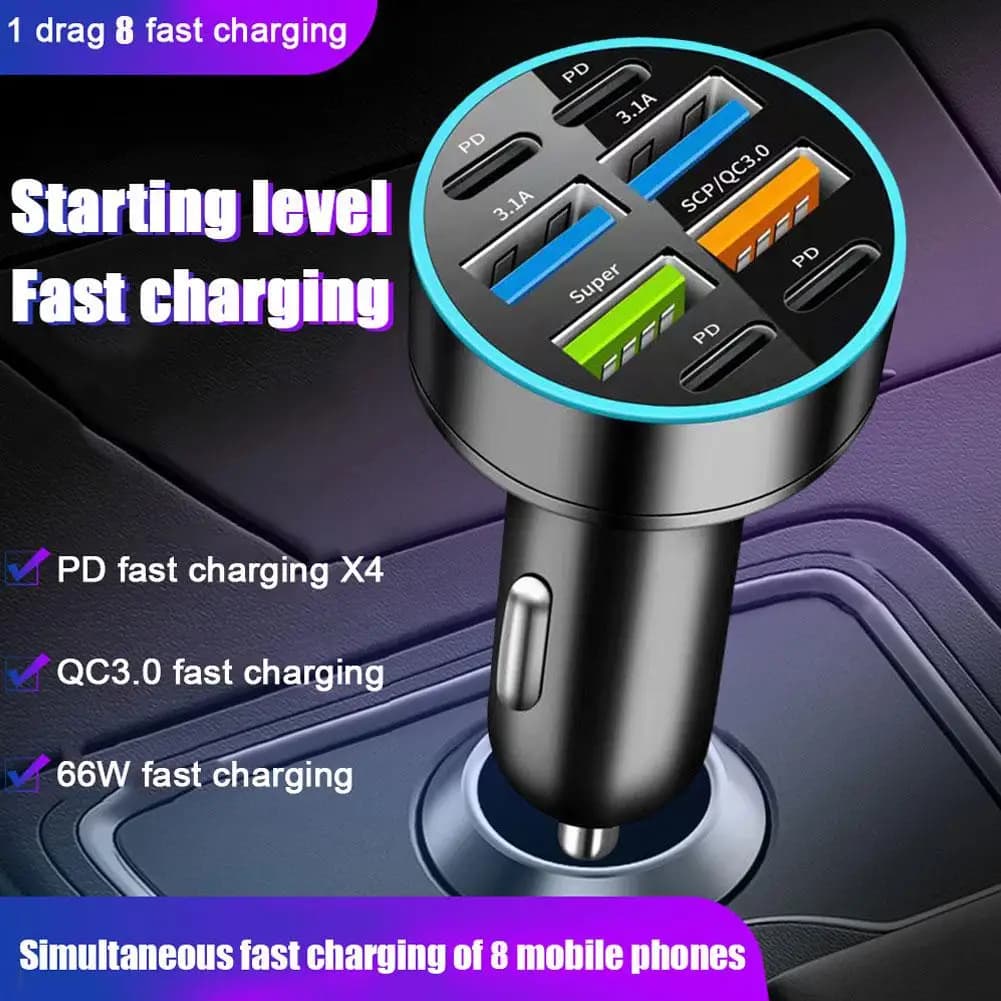 New Charger for Auto 2026 with Digital Display at 5-8 Doors - Charging Super Fast PD, USB C Adapter for Telephone in Car