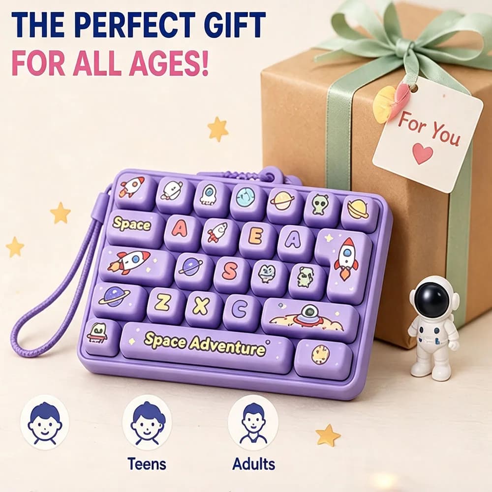 Tech Gamer Event Favor 26 Grid Keycap Clicker Mechanical Keyboard Keychain ASMR Tactile Button Prop Boredom Killer Novelty Gift