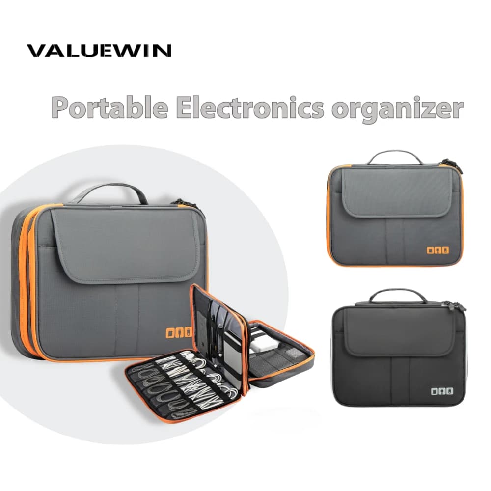 Borsa Portacavi da Viaggio per Cavi USB, Caricabatterie, Schede SD, Borsa Portatile Multistrato per Elettronica Digitale e Necessità Quotidiane
