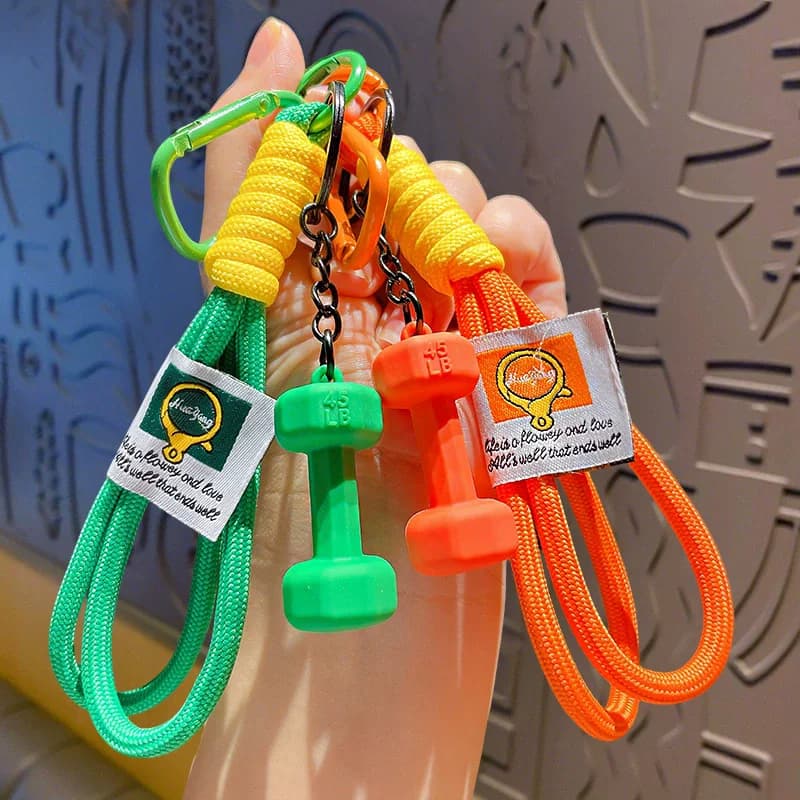 Fitness Keychain Gym Barbell Key chain Weightlifting Keyring Silicone Weight Plate Gym Gifts Workout Gifts Bag gift