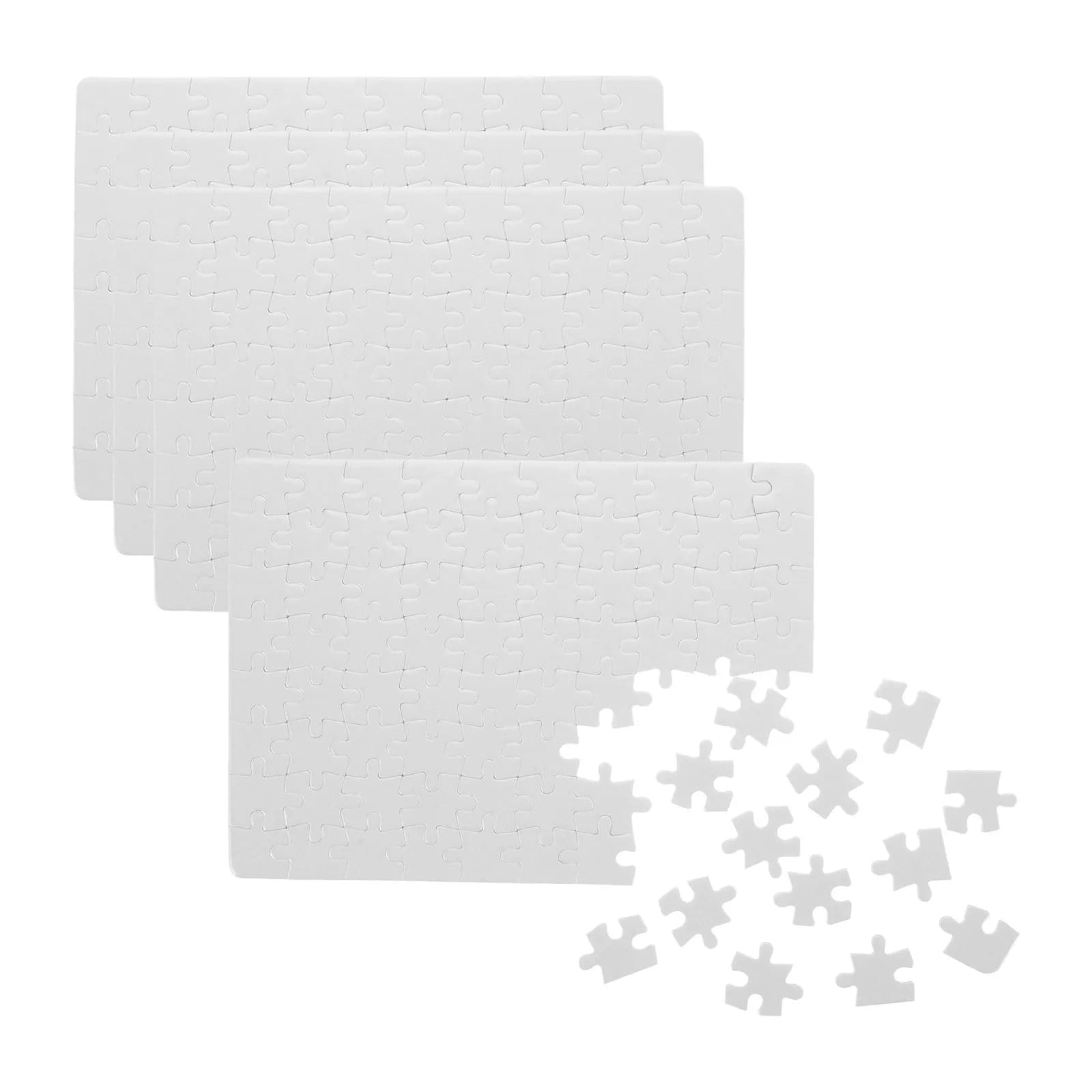 4 Sheets Sublimation Blank Puzzle Pieces DIY White Jigsaw Puzzle Board Heat Transfer Craft for Coloring Custom Artwork Family