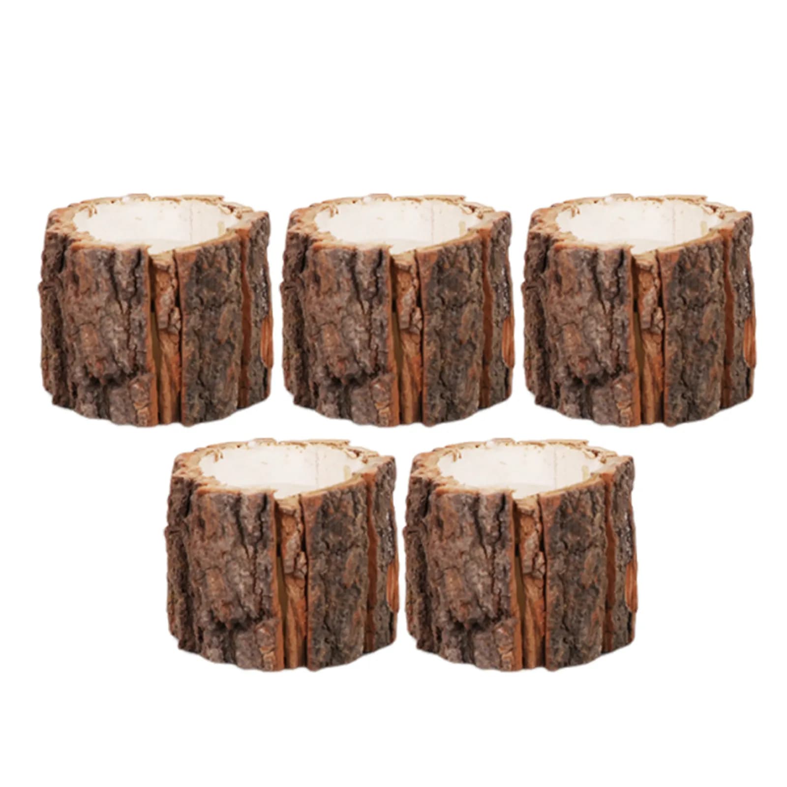 5Pcs Wood Pencil Holder Set Tree Bark Texture Desk Organizer Creative Stationery Storage Box for Office Classroom Study