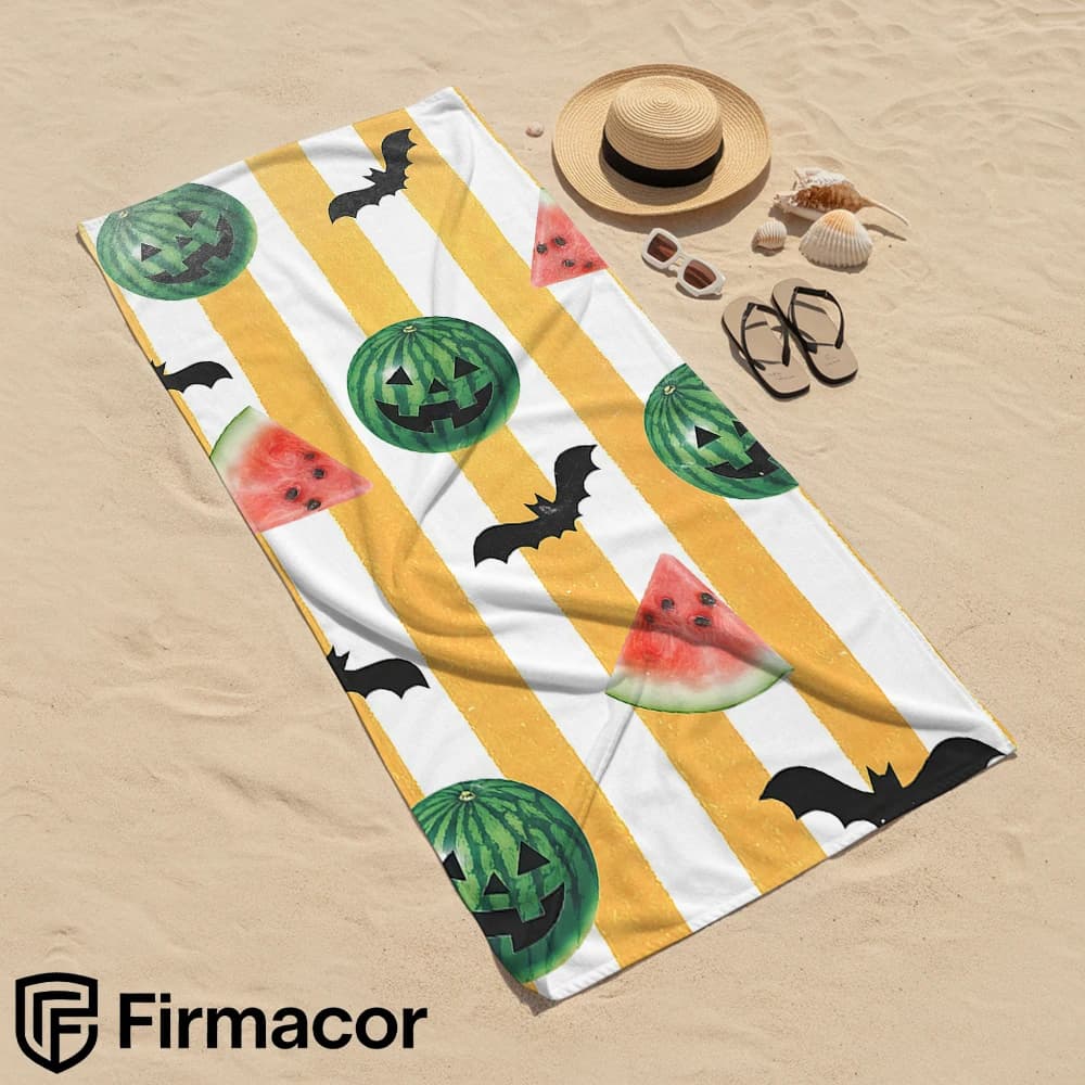 Watermelon Pumpkin Bat Cartoon Anime Beach Towel Microfiber Quick Dry Super Absorbent Soft Bath Towel for Kids Adults Travel