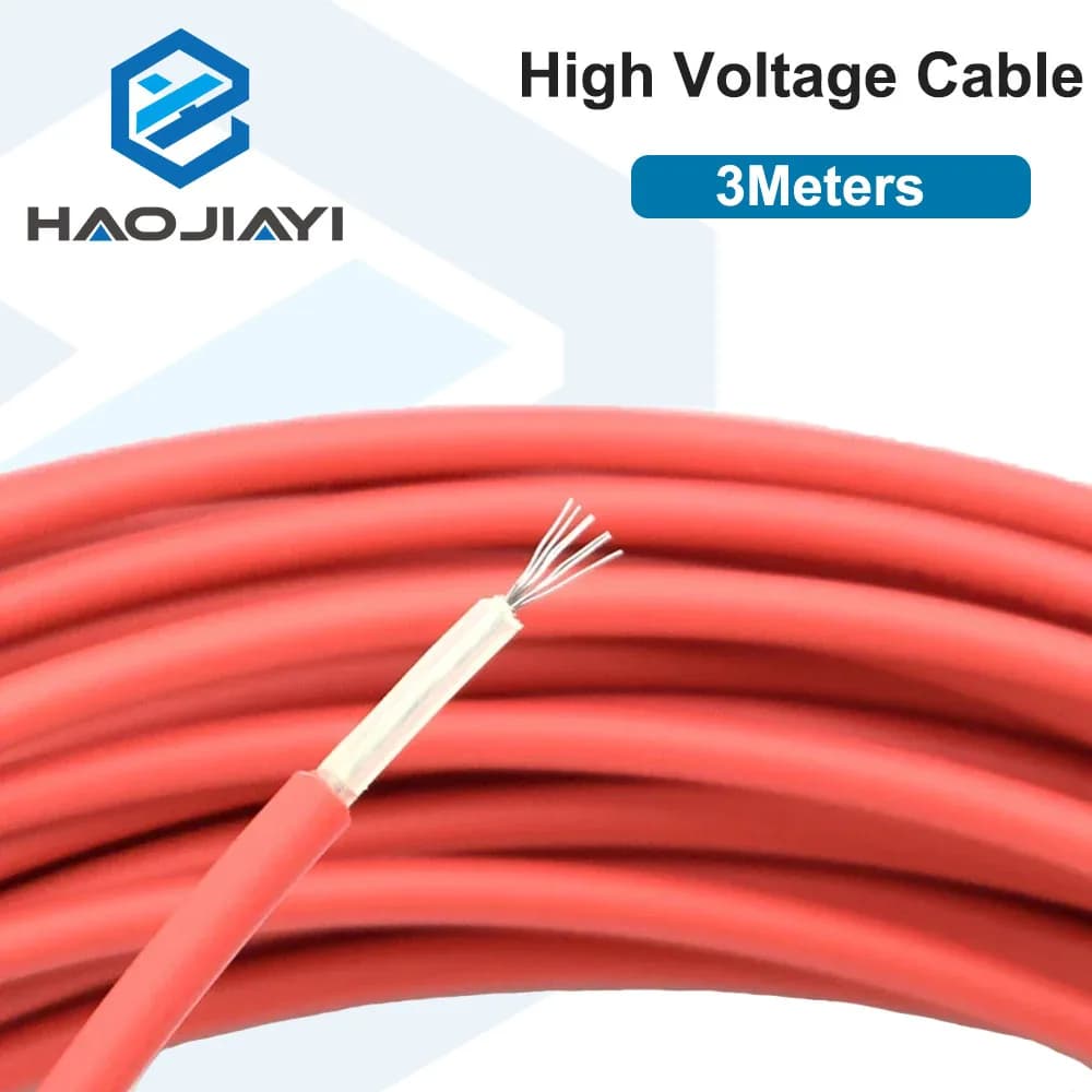 Cavo rosso ad alta tensione da 3 metri 40KV 22AWG Cavo positivo rosso per alimentatore laser Co2 e tubi laser e taglio per incisione