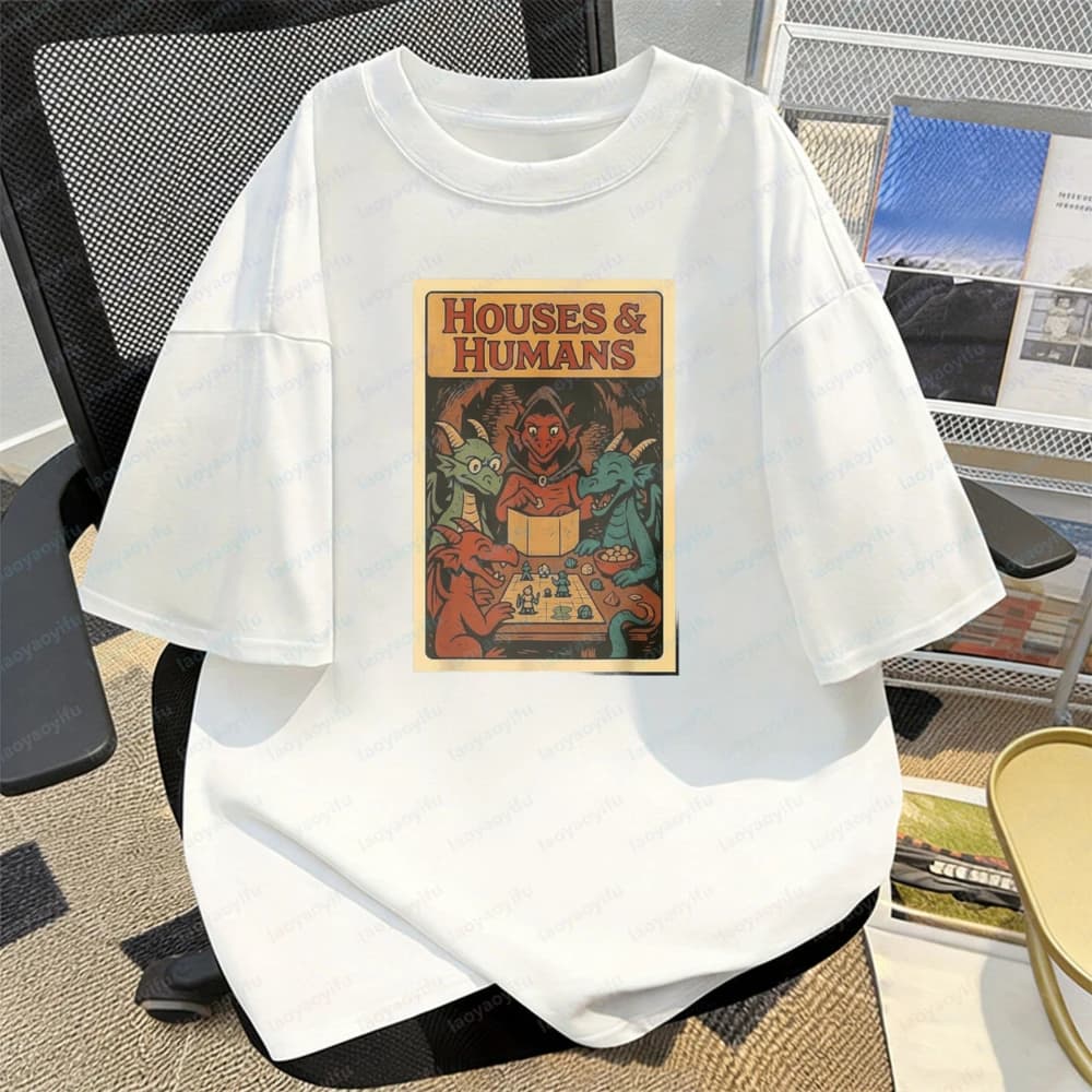 Maglietta Fantasy Dragon per uomo, con stampa di giochi da tavolo (Case e Uomini), per appassionati di giochi di ruolo da tavolo, stile casual, in cotone.