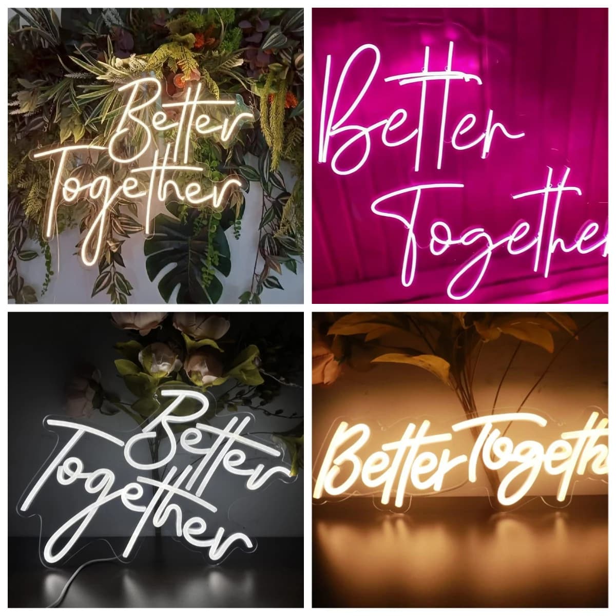 Better Together Neon Sign USB Dimmable LED Light for Wedding Bedroom Living Room Party Themed Wall Art Decor Birthday Gifts