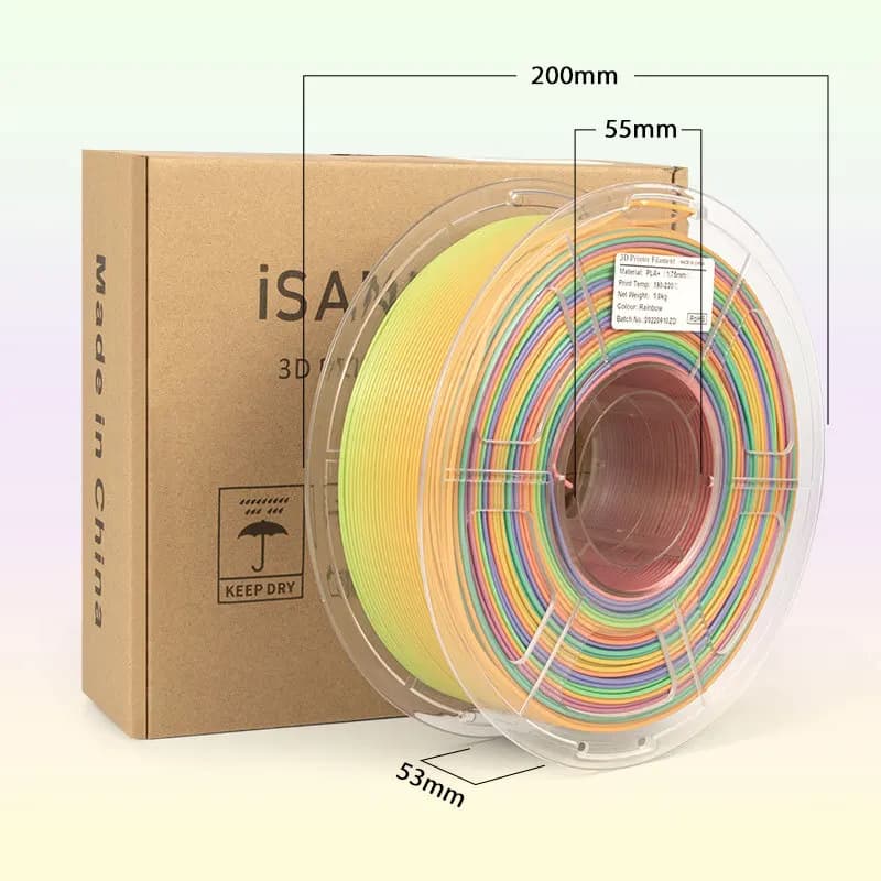 Filament PLA Rainbow Smooth 1.75mm 1KG, Material for High Strength 3D Printer, Color Molding Effect for Models and Artistic Stamps