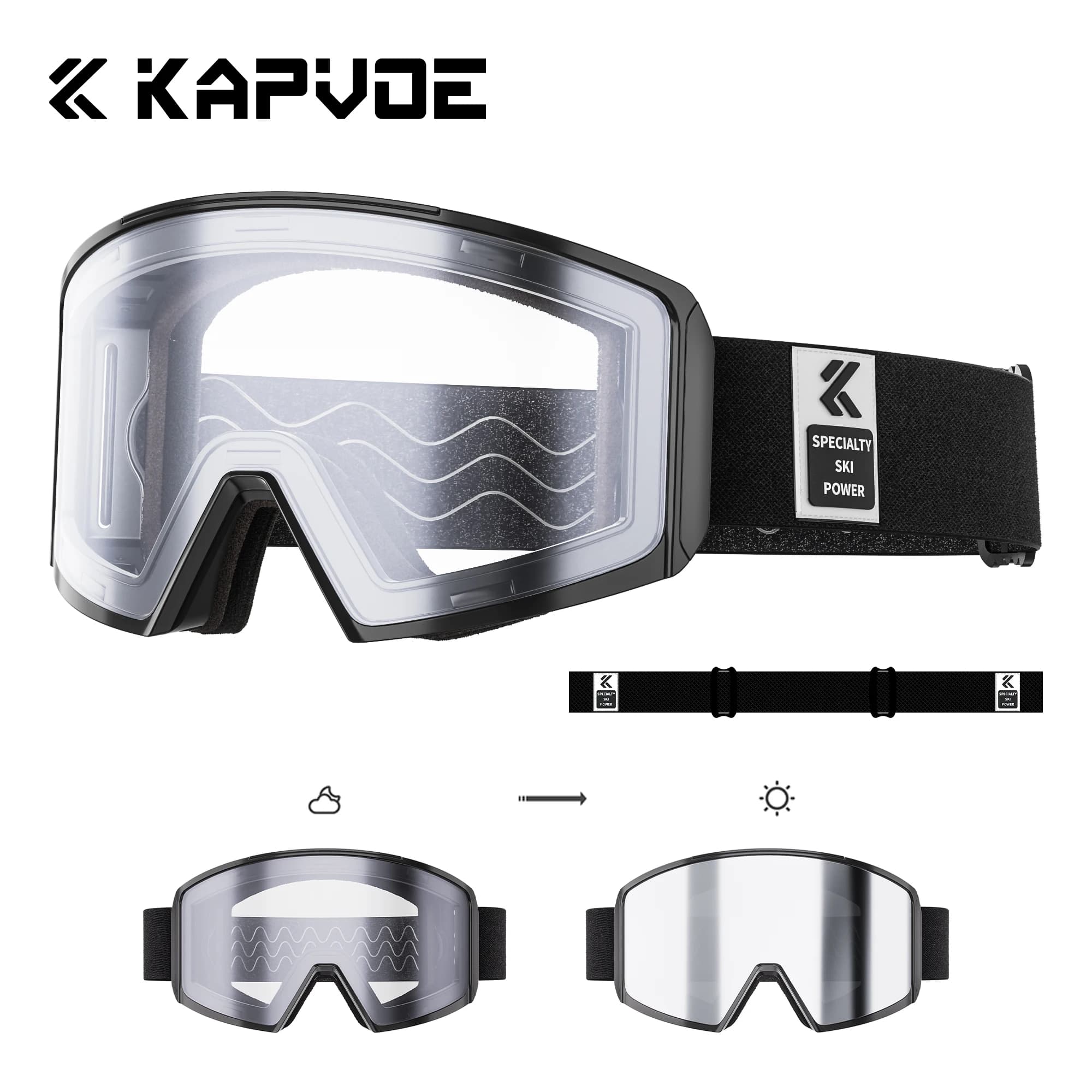 KAPVOE Occhiali da sci da uomo Maschera da snowboard per donna Protezione Occhiali da neve Attrazione magnetica Anti-Fog UV400 Occhiali da sci per adulti