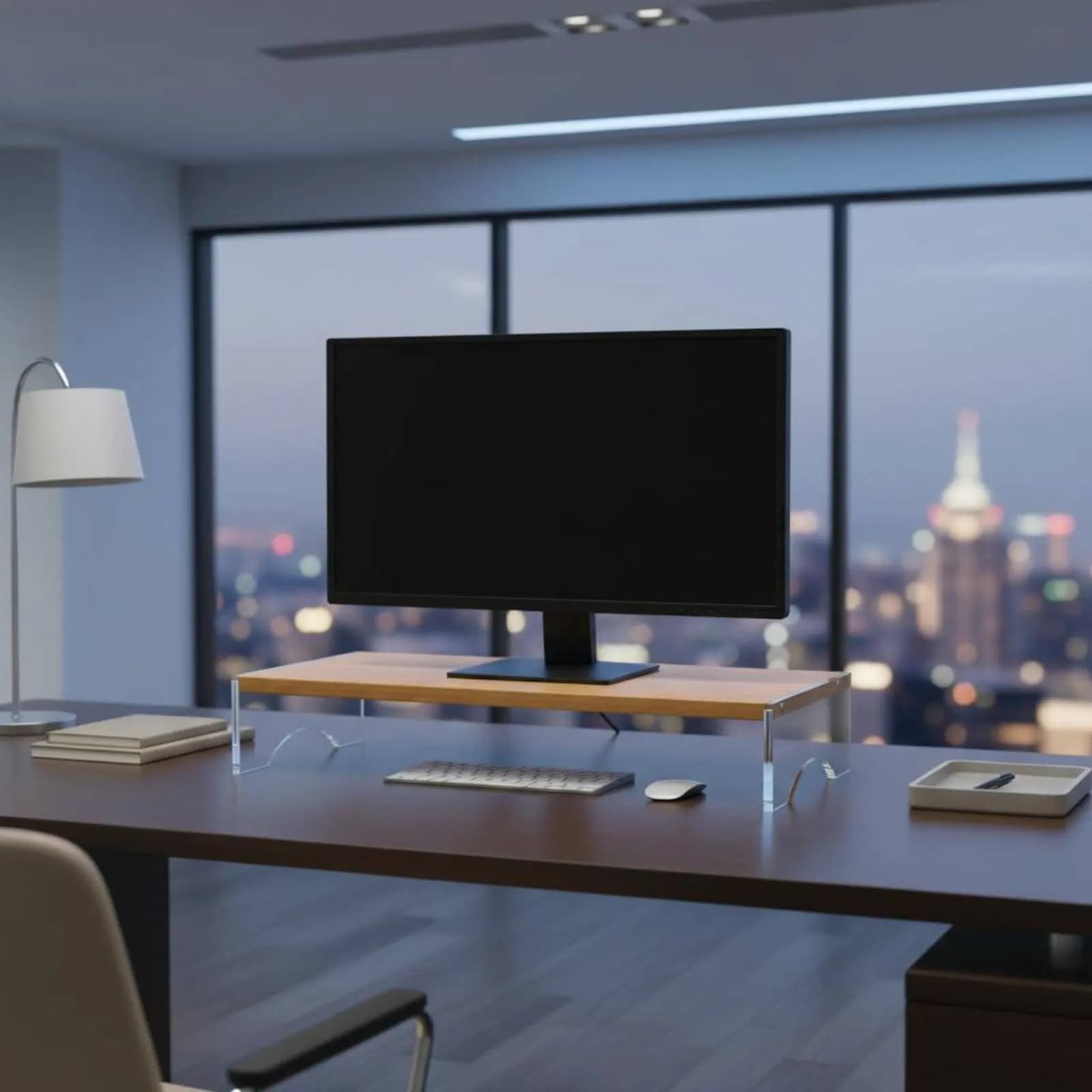 Acrylic Computer Screen Stand Space-Saving Monitor Riser with Storage Computer Screen Riser with Storage Multi-Functional