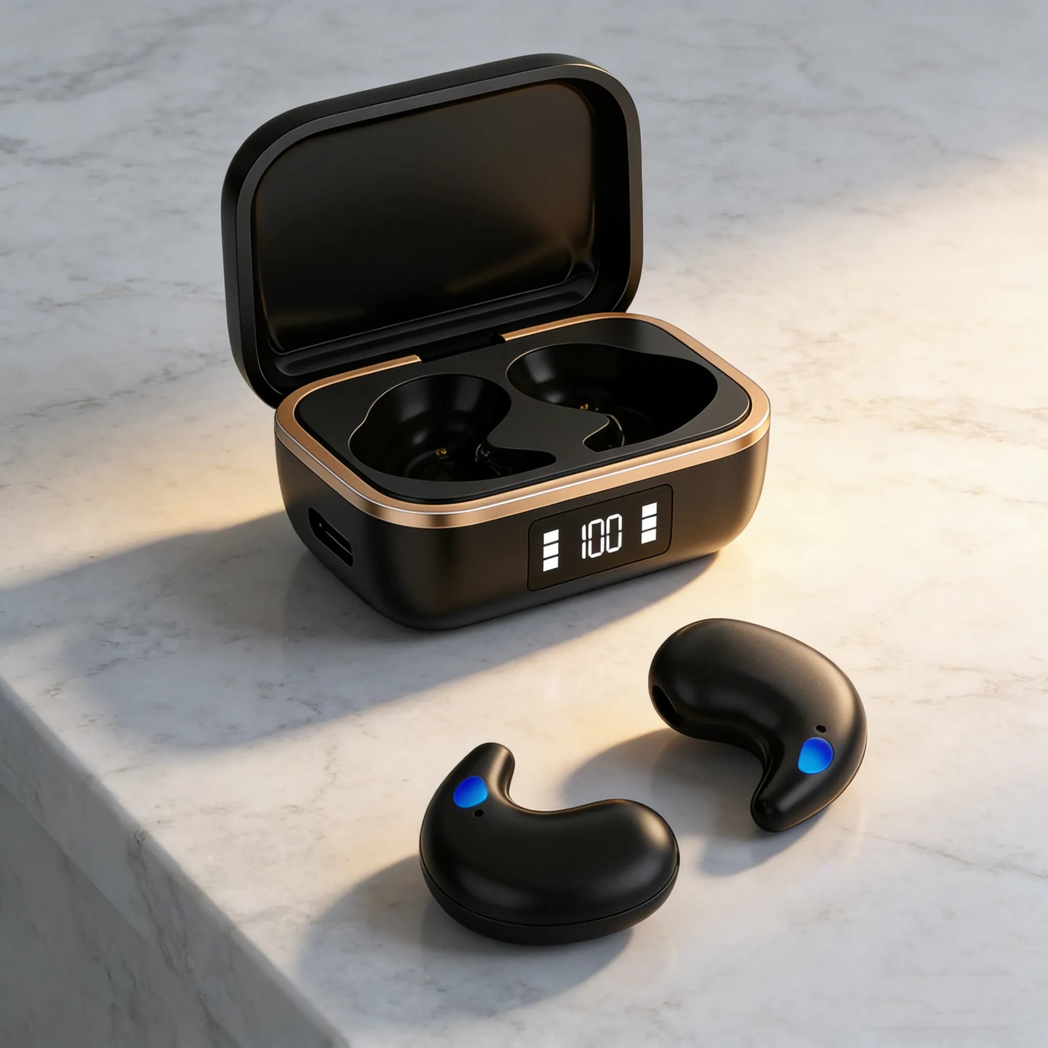 Auricolari TWS compatibili con Bluetooth, cuffie stereo sportive in-ear, cuffie wireless applicabili a smartphone.