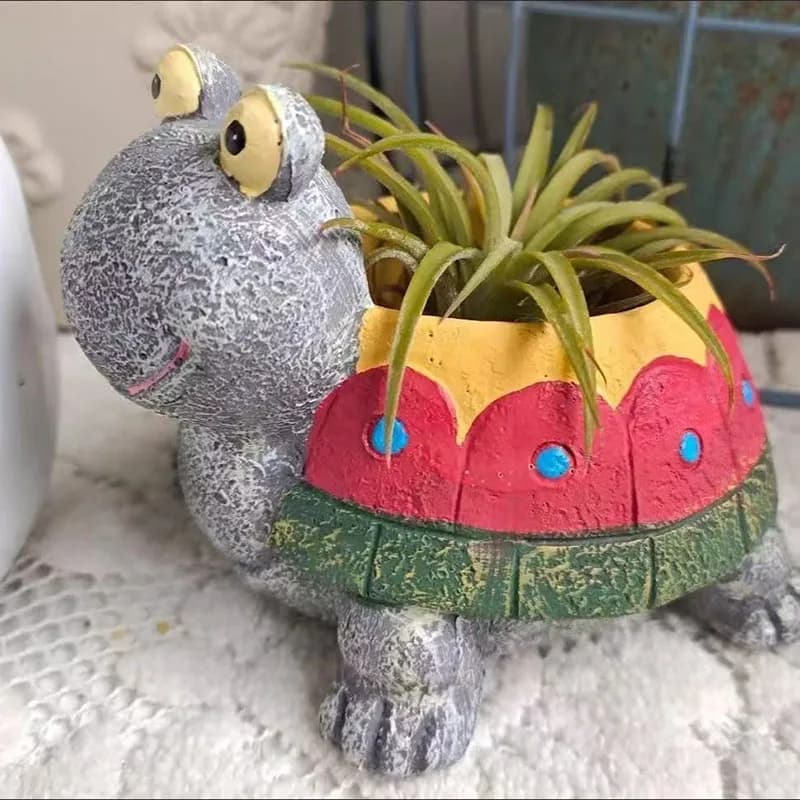 Vaso per Piante a Forma di Tartaruga di Piccolo Calibro, Fioriera in Resina a Forma di Tartaruga per Piante Succulente, Statuetta Decorativa per Casa, Balcone, Patio, Giardino