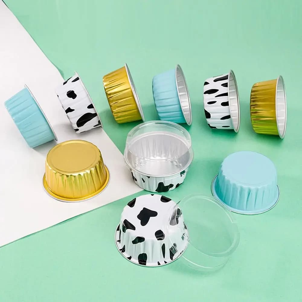 10 pieces practical reusable air fryer aluminum foil tin tray cups paper tin tin paper box pudding cake mold