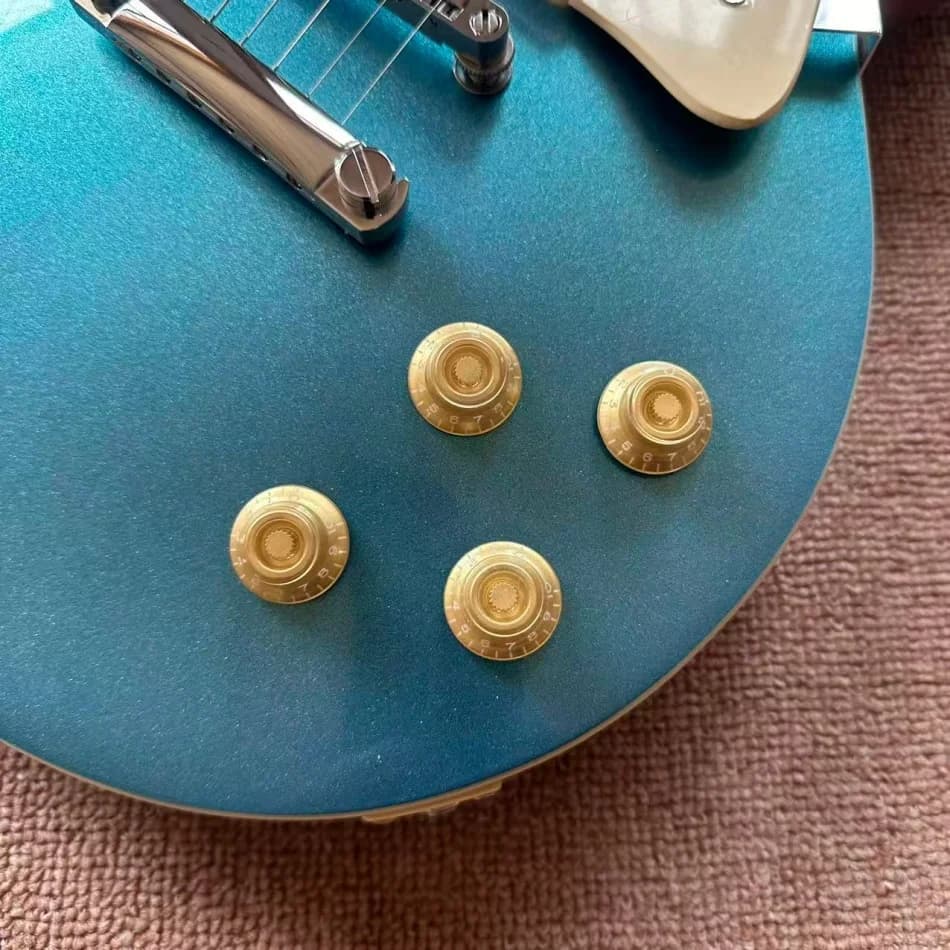 Chitarra elettrica blu con polvere argentata, hardware argentato, tastiera in palissandro, chitarra elettrica, chitarra, disponibile in magazzino