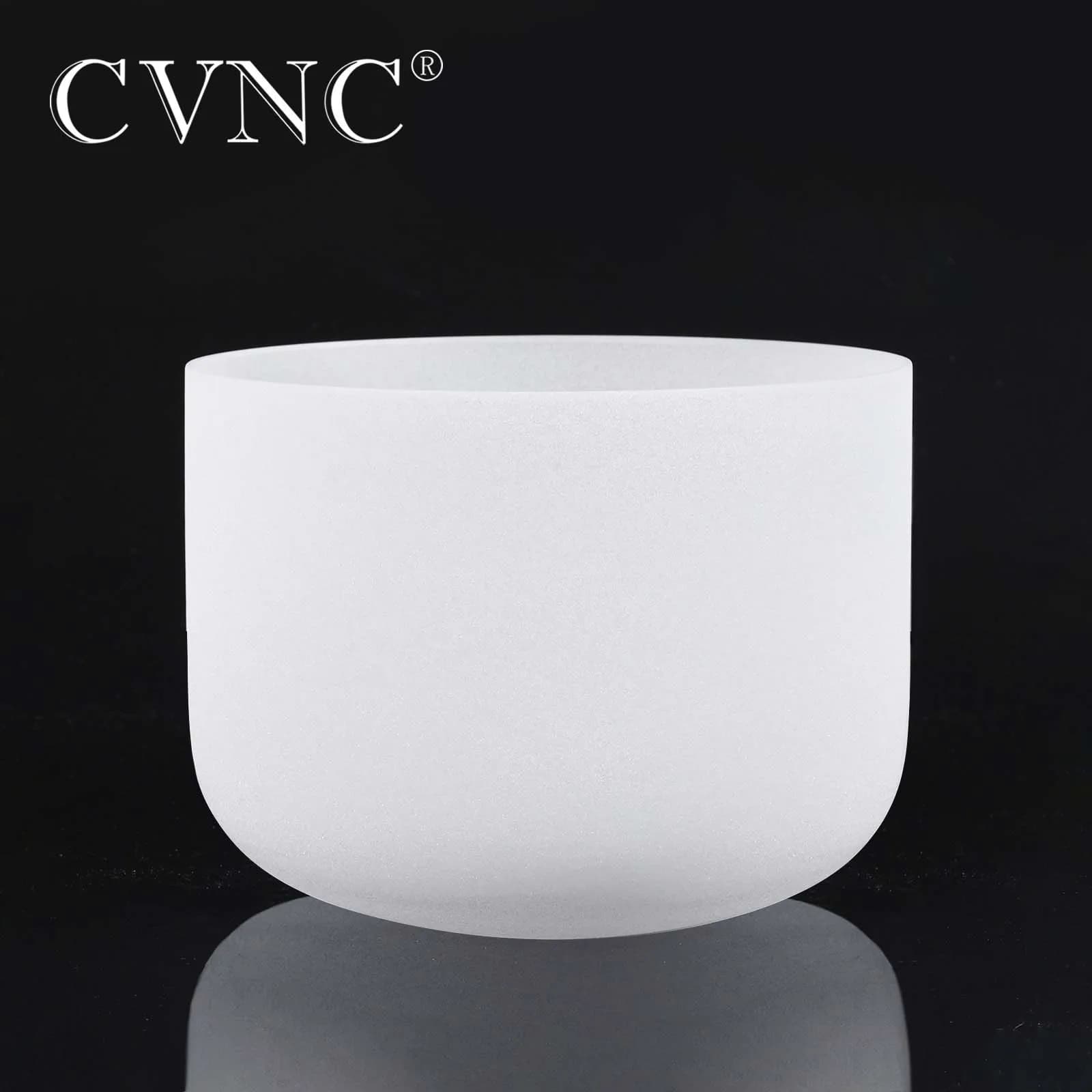 CVNC Perfect Pitch 11 Inch Chakra Frosted Quartz Crystal Singing Bowl for Sound Healing Instruments with Bag