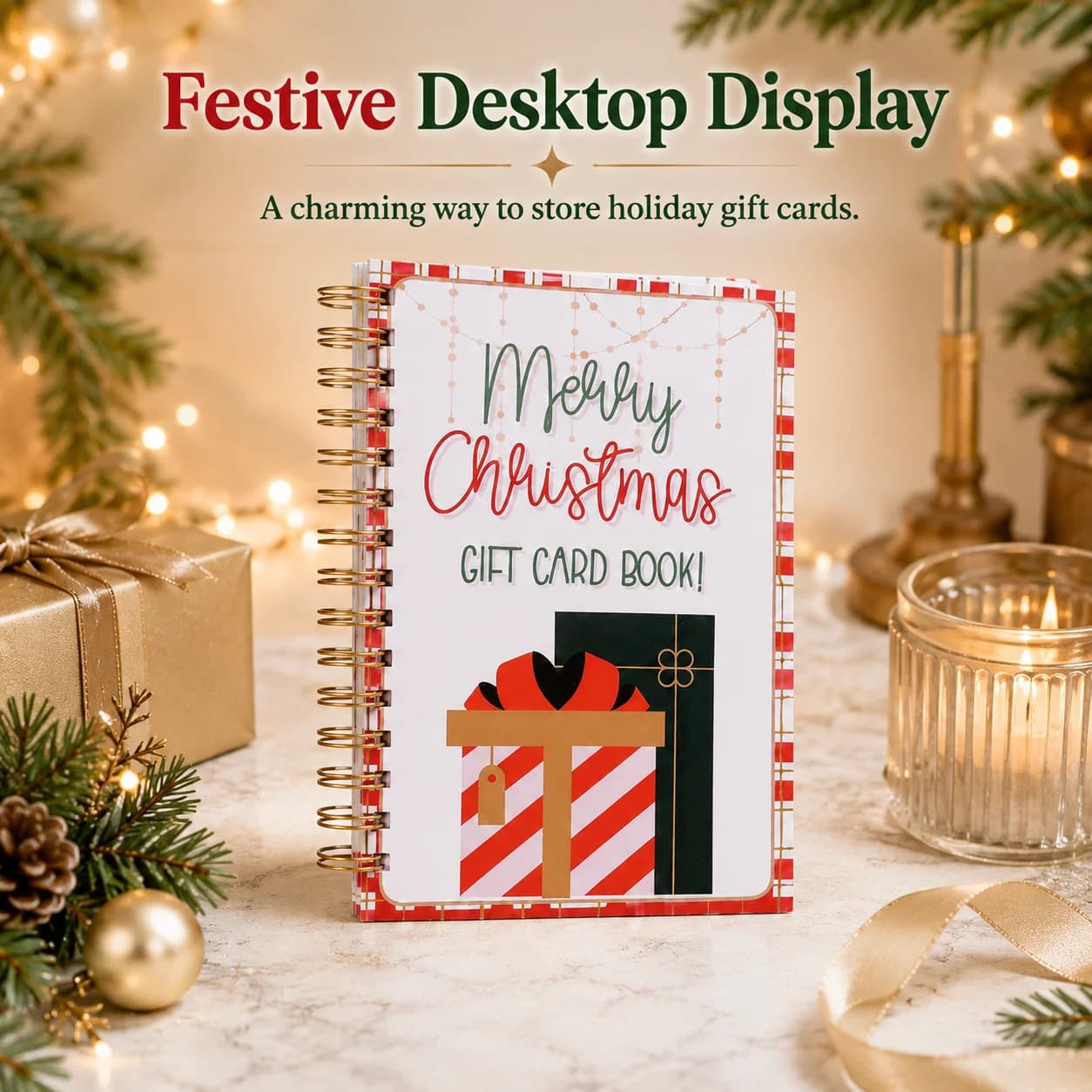 Spiral Bound Christmas Gift Card Book Holiday Themed Memo Notebook Planner Notepad For Gift Giving And Notes