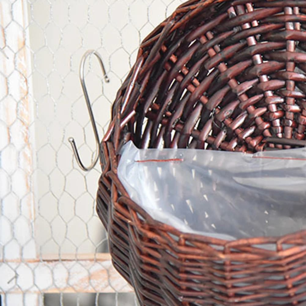 Cesto da parete per fiori da giardino, fioriera in rattan fatta a mano, cesto rustico a nido d'uccello, vaso in vimini da appendere, decorazione per balcone e giardino