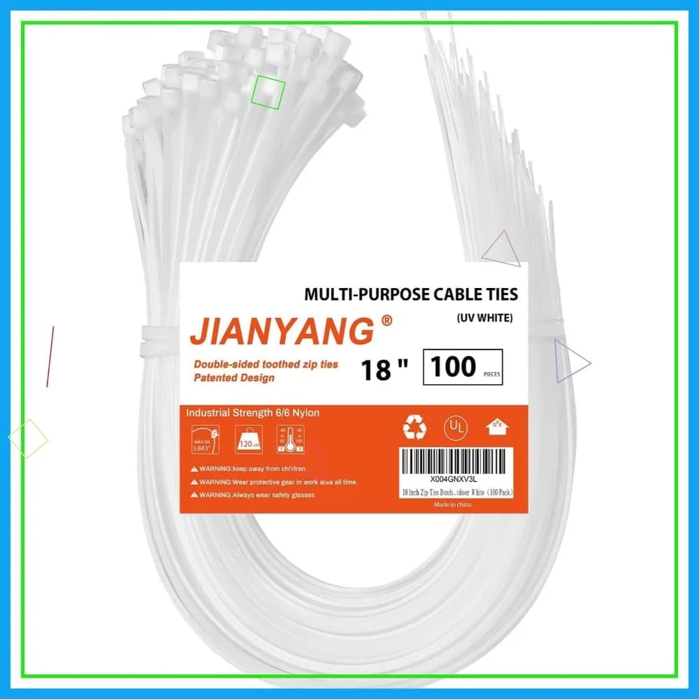 Fascette stringicavo dentate a doppia faccia da 18 pollici, 120 libbre, resistenti, autobloccanti in nylon per uso interno ed esterno (confezione da 100)