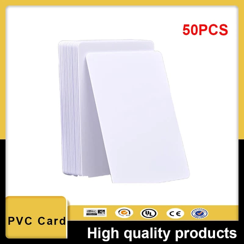 50 Pezzi Carte PVC Lucide Vuote per Biglietti da Visita, Design Personalizzato, Logo, Nome, Biglietti di Ringraziamento, Carte ID Impermeabili e Stampabili su Due Lati, NON Carte NFC