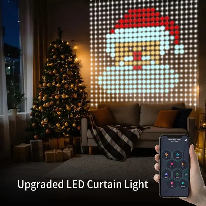Ghirlanda per tende sulla finestra Alimentazione USB Lucine Festone con telecomando Ghirlanda di Capodanno Luci a LED 400 LED Luce per tende intelligenti