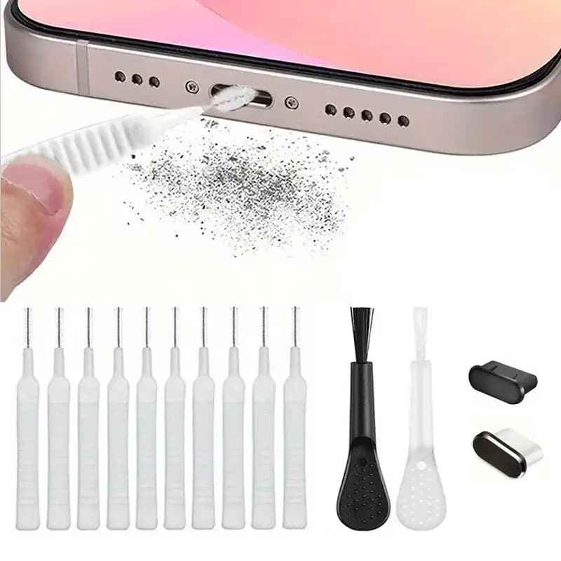 Cell Phone Charging Port Dust Plug with Cleaning Brush for IPhone 15 14 13 16Pro Max Plus Samsung Xiaomi IOS Type C Cleaner Set