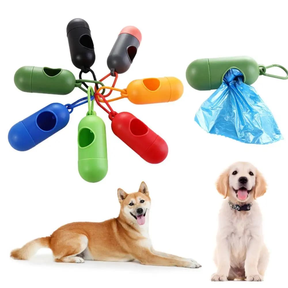 Dispenser per Sacchetti per Rifiuti di Animali Domestici con Moschettone, Contenitore per Sacchetti Igienici per Cani, Scatola Porta Sacchi per Rifiuti, Custodia per Sacchi per Spazzatura, Ideale per Passeggiate e Viaggi