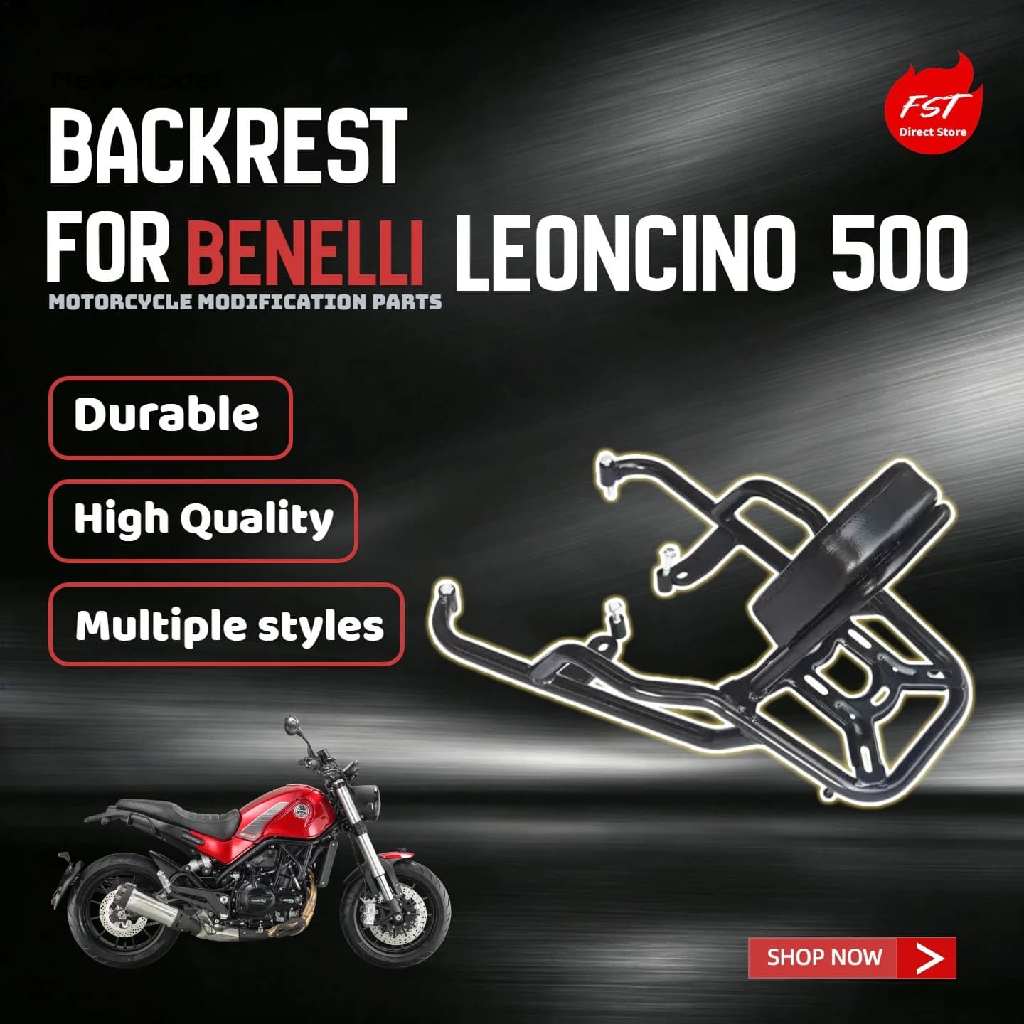 For Benelli Leoncino 500 Motorcycle Modified Rear Backrest Luggage Rack Tail Bracket Top Case Mount Support With Backrest
