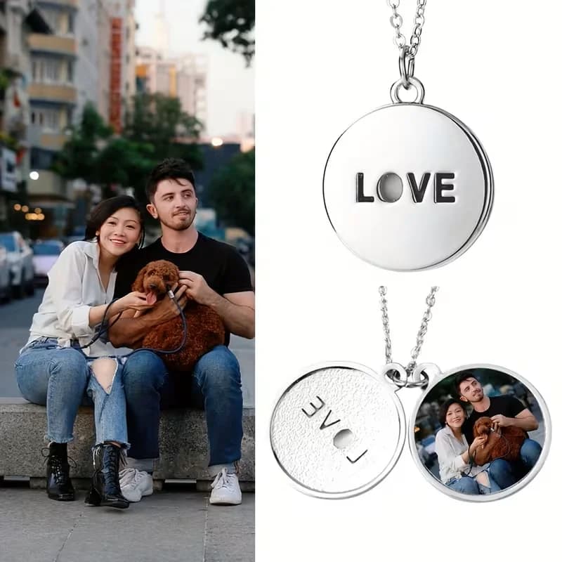 Ciondolo rotondo unico per personalizzare regali per anniversari e San Valentino (Argento)