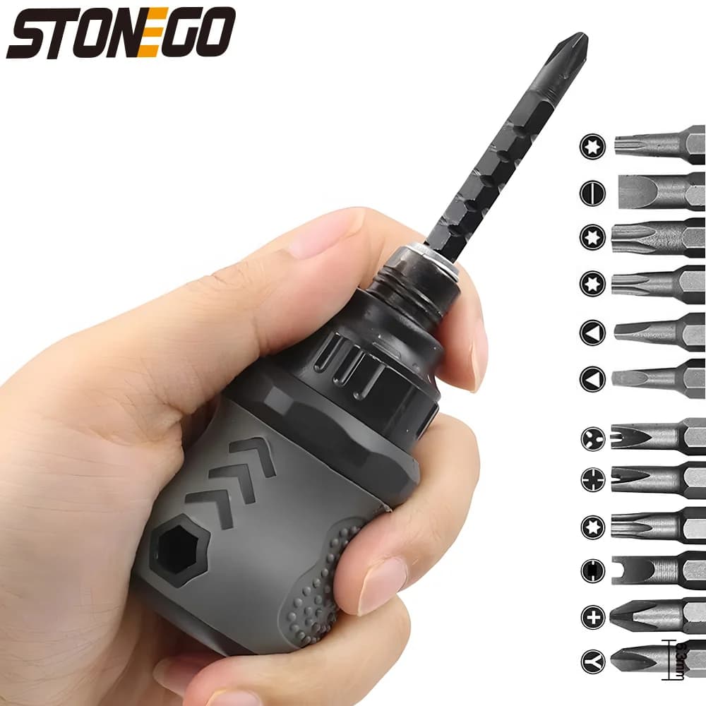 Cacciavite a cricchetto a doppio scopo STONEGO-strumento di manutenzione telescopico con scanalatura a croce regolabile con lunghezza della punta scalabile