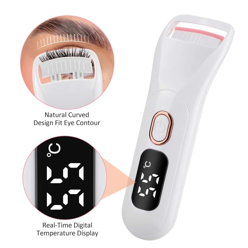 Portable Heated Electric Folder Temperature Control Long-Term Curling Rechargeable Digital Display Bucket for curling eyelashes