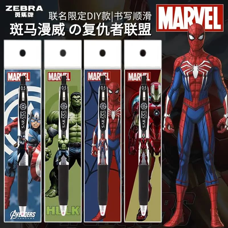 Penna Gel Marvel Avengers Merchandise Anime Cartoon, Cancelleria Creativa Personalizzata per Studenti, Penna a Scatto Nera, Regalo all'Ingrosso