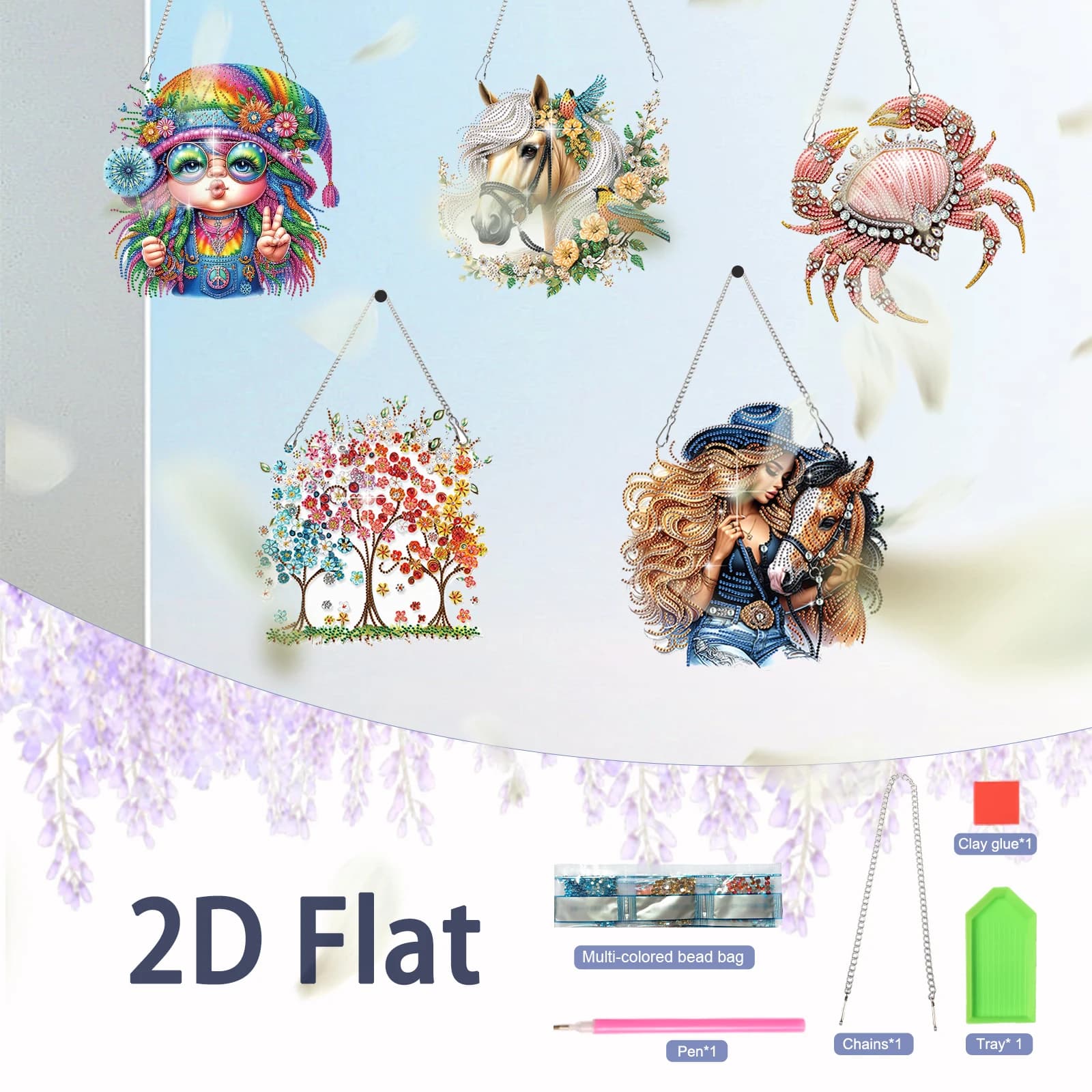 Diamond Painting Acrylic Hanging Pendant Kits,Animal theme Special Shape Diamond Hanging Window Pendant for Home Decor Art Gift