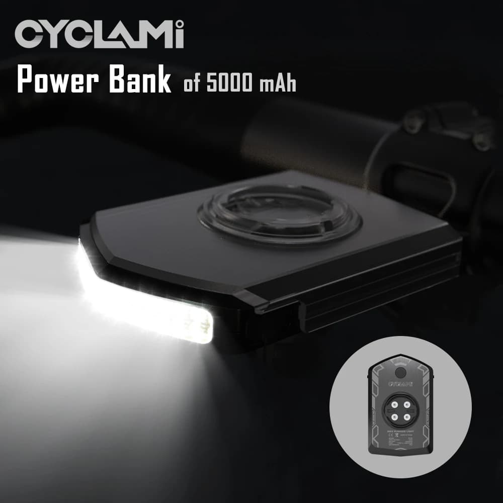 CYCLAMI RVL01 Faro Anteriore per Bicicletta, Luce Diurna 5000mAh, Illuminazione di Sicurezza per Ciclismo Compatibile con Garmin XOSS IGS, Ricaricabile