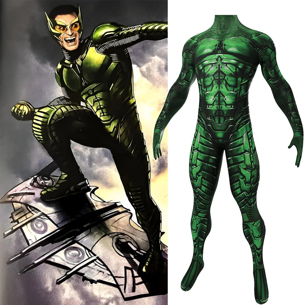Costumes Cosplay Marvel Green Goblin Norman Osborn, 3D Printed Spandex Interior, Halloween Costumes for Adults and Boys