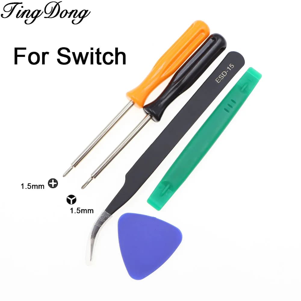 Kit di 5 Cacciaviti 5 in 1 da 1,5 mm Phillips e Tri-wing a Y per Scocche di Controller Joy-Con NS Switch/Lite/OLED