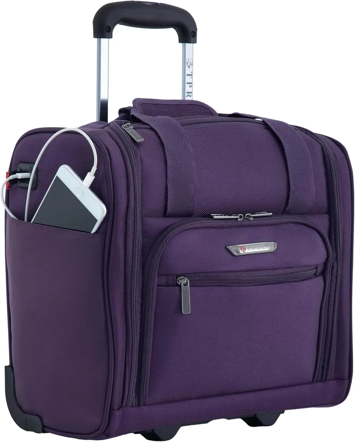 Bagaglio a mano intelligente da 15 pollici con porta di ricarica USB, viola