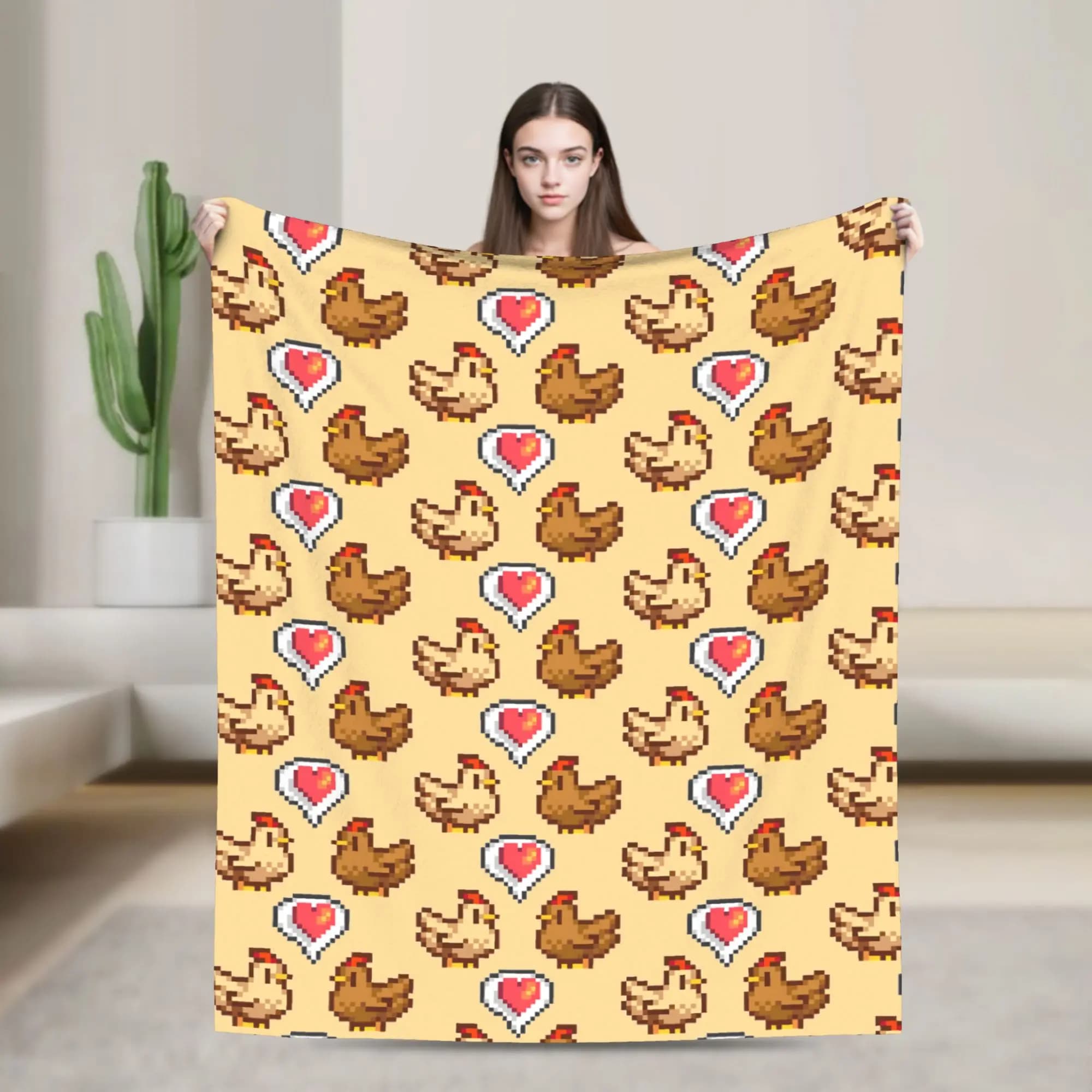 Coperte morbide e calde da viaggio per ufficio Stardew Valley Chicken Love Coperta da tiro Copriletto in flanella per copridivano letto alla moda all'aperto