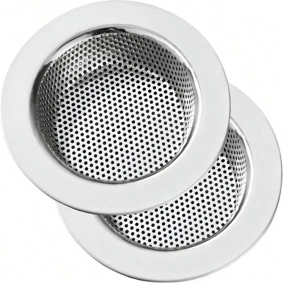 1/2/4PCS Rust-Proof Stainless Steel Kitchen Sink Strainer, 4.5 Inch Large Wide Rim Drain Filter, Anti-Clog Micro-Perforated Mesh Food Waste Catcher & Stopper, Durable Metal Basket For Vegetable Washing, Easy Clean & Universal Fit Standard Sinks, Long-Last