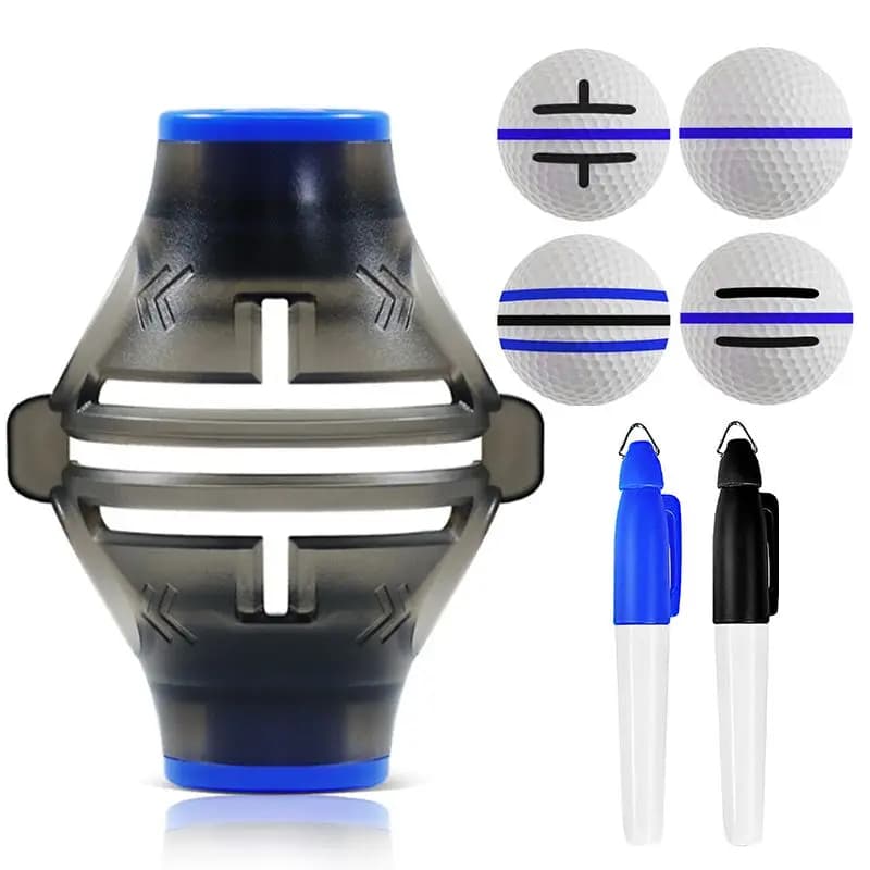 Kit di ausilio per l'allenamento del cassetto della linea rotante con marcatore per palline da golf da 360 gradi con 2 pennarelli lavabili per l'allineamento pratico e l'altalena