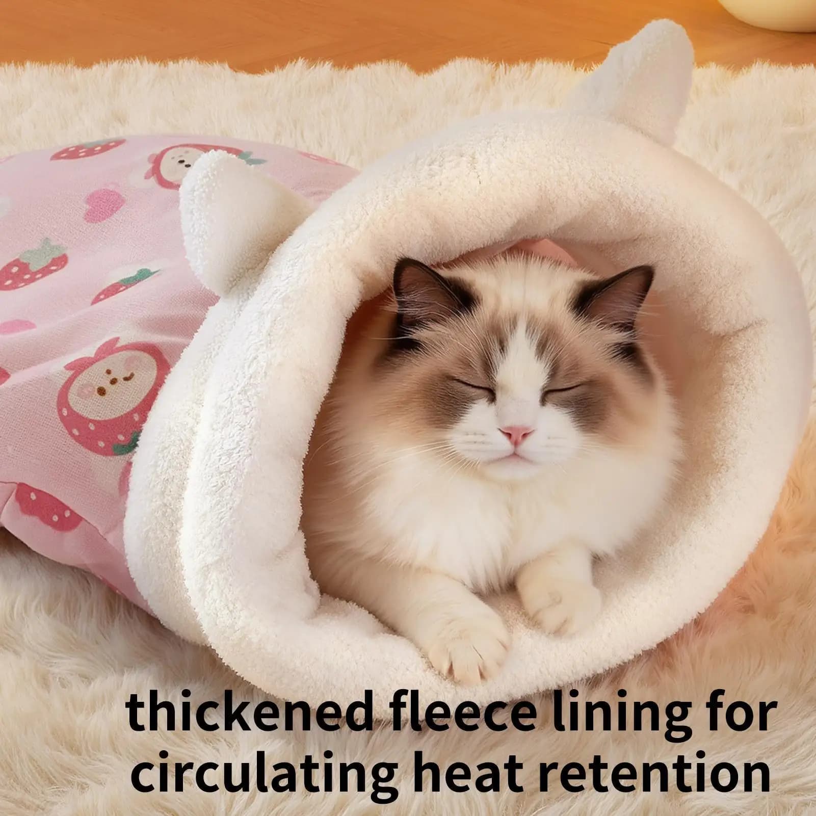 Closed cats sleeping bag for kittens washable Safe winter warm kittens for cats Bed for cats for small animals Interior living room Bedroom
