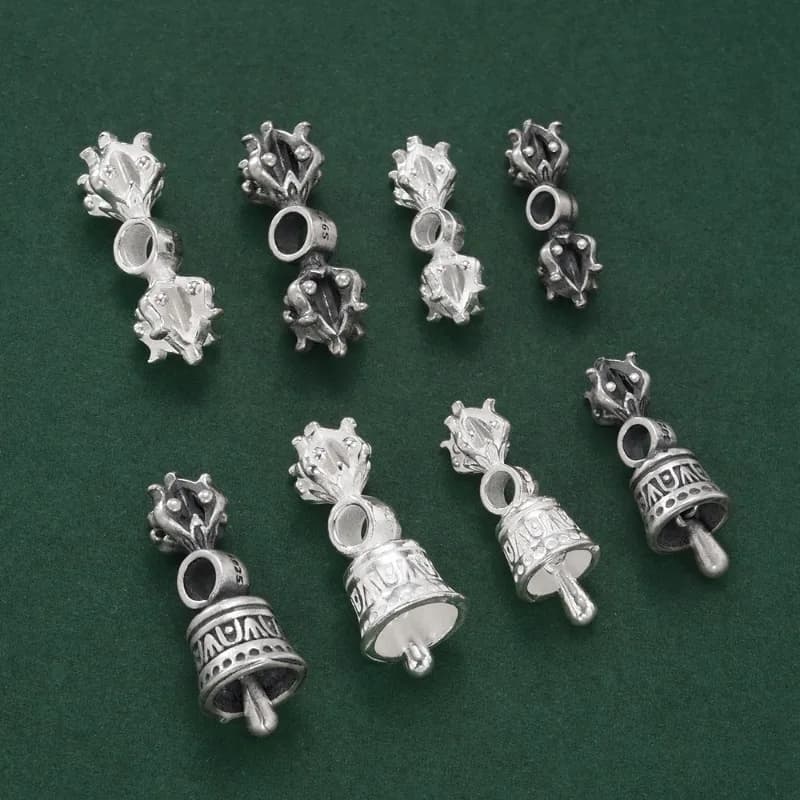 New Handcrafted Authentic Traditional Tibetan Vajra Bell Dorje Counter Pendant for Mala Buddhist Ritual Dharma Tool Charm Amulet