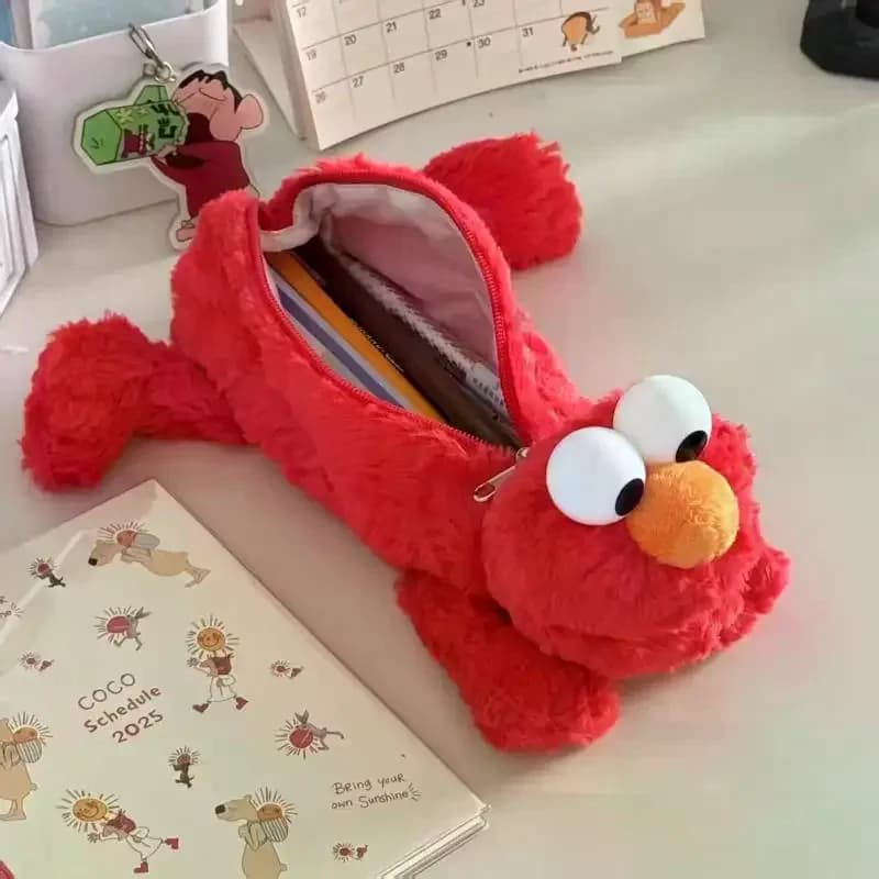 Simpatico astuccio in peluche rosso Mockingbird, materiale scolastico di cancelleria per studenti, bambola Kawaii, borsa per il ritorno a scuola, cancelleria per penne